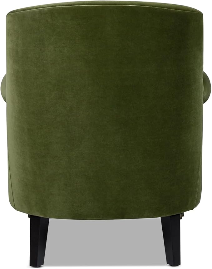 Jennifer Taylor Home Eloise Farmhouse Coastal Pleated Sock Living Room Accent Arm Chair Olive Green Performance Velvet
