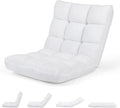 Moccha 14-Position Floor Sofa Folding Sofa Chair with Back Support Memory Foam Floor Gaming Chairs for Adults Adjustable Padded Couch Recliner Chaise Lounge for Reading Meditating (White)