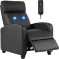 Recliner Chair PU Leather Massage Single Sofa Home Theater Seating Breathable Padded Reading Sofa with Footrest for Bedroom Living RoomBlack