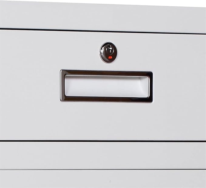 File Cabinet 4-Drawer File Cabinet with Lock Under Desk Metal Filing Cabinet Office Storage File Cabinet Under Desk Storage(Color:Coffee Color)