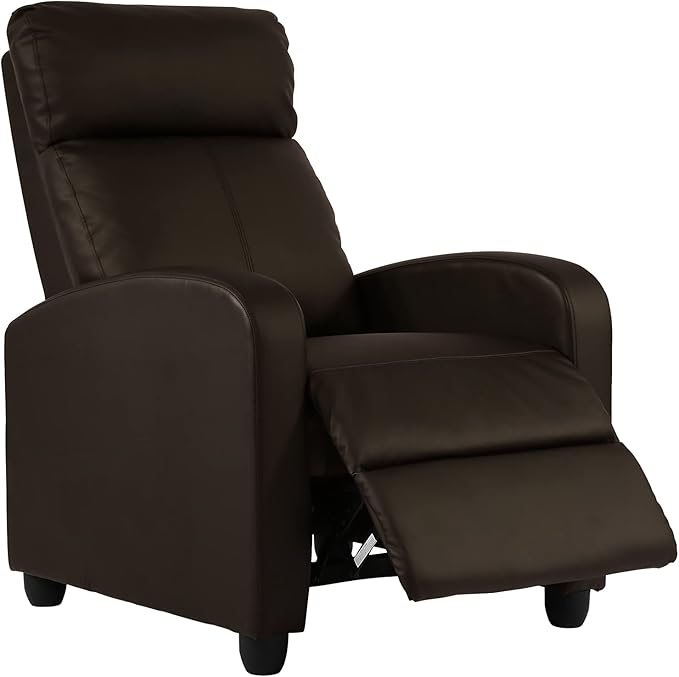 HCY Recliner Chair Living Room Chair Furniture Home Theater Seating Glider Chairs Modern Wingback Single Sofa PU Leather with Backrest Footrest (Brown)