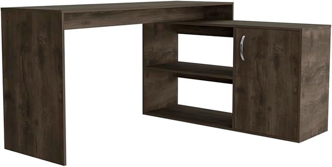 L-Shaped Desk with Storage Dark Brown - Spacious Workspace for Home Office