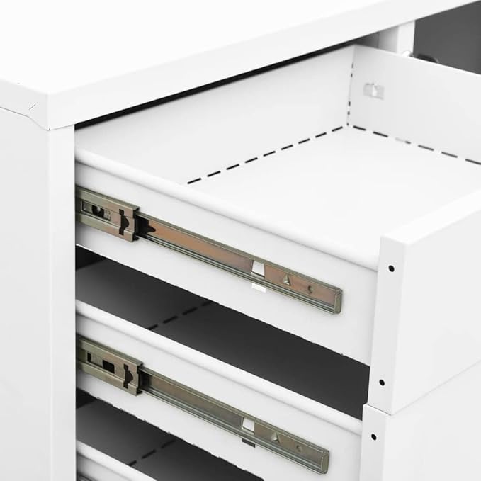 File Cabinets Standing Cabinets Bookcases Office Cabinet White 35.4x15.7x40.2 Steel Counter Cabinet with Lockable Doors for Home Office