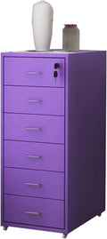 File Cabinet Six Drawer Cabinet Office with Lock Storage Cabinet Iron Data File Storage Cabinet (Color : Purple)