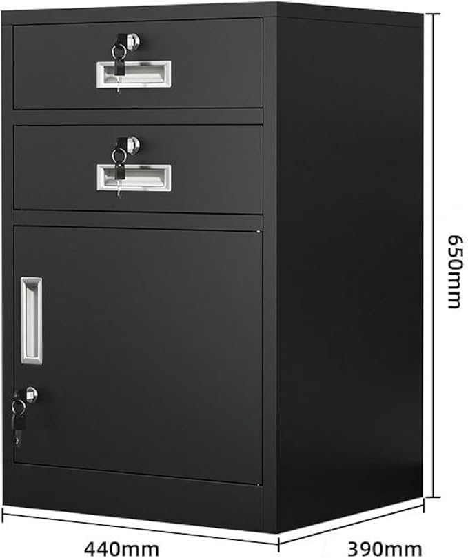 Metal Home Office Mobile File Cabinets With Adjustable Shelves Drawers Lockable Storage Cupboard - Office Storage Cabinet Filing Cabinets(Black2 Drawer)