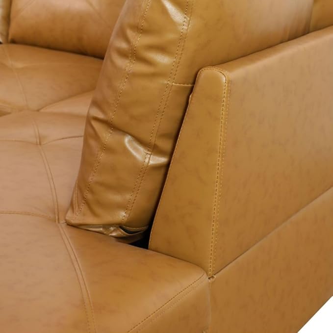 Ginger L-Shaped 3-Piece Faux Leather Sofa with Storage Ottoman Set Sectional Couch Sofa Set for Living Room Office Small Space