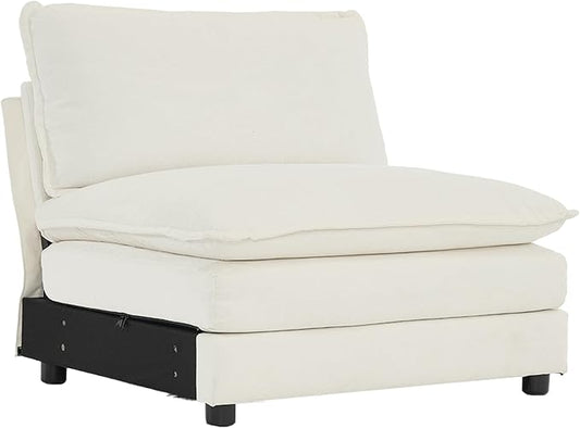 healthomse Chenille Two-Seater Sofa with 1 Footrest 2 Seater L-Shaped Sectional with Ottoman sectional couches for Living Room Chenille (White 35.83inch)