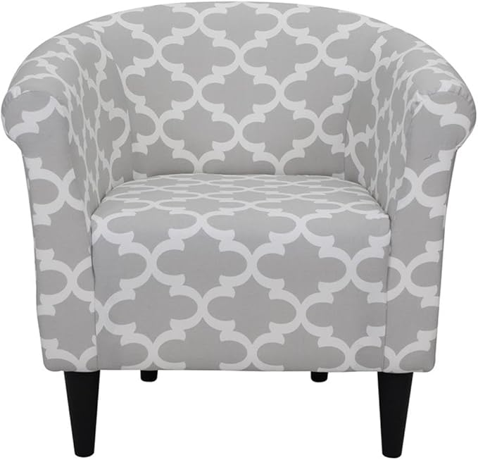 Pemberly Row Traditional Fabric &amp EPS Club Chair Gray/White Finish 32 H x 30.5 W x 27.5 D Lightweight Accent Chair with Padded Seat Comfortable Design for Living Room Bedroom or Entryway