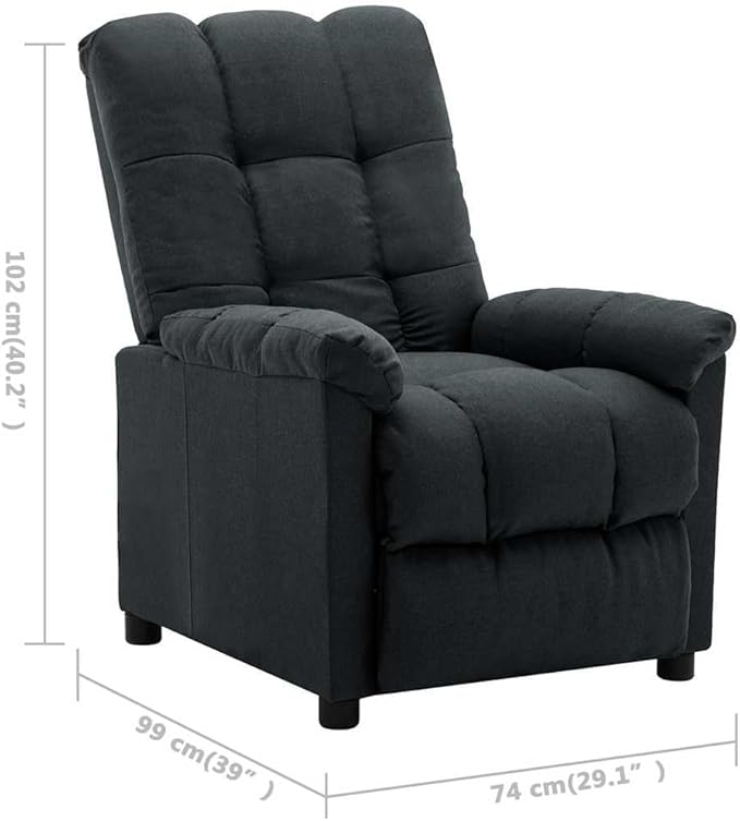 vidaXL Recliner Dark Gray Polyester Fabric Standard Adjustable Footrests