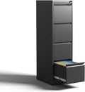 4 Drawer Small File Cabinet with LockUnder Desk Storage Organizer Metal Vertical Filing Cabinets for Home Office Locking Drawers for A4 Legal/Letter SizeBlack