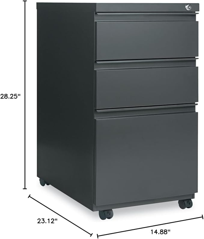 ALEPBBBFCH - Three-Drawer Metal Pedestal File w/Full-Length Pull