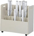 Scranton &amp Co 21 Compartment Mobile Wood Roll Files Organizer Particle Board Construction Putty Textured Vinyl Laminate Swivel Casters Grandstand Square Tube Design 28.88H x 30.13W x 15.75D