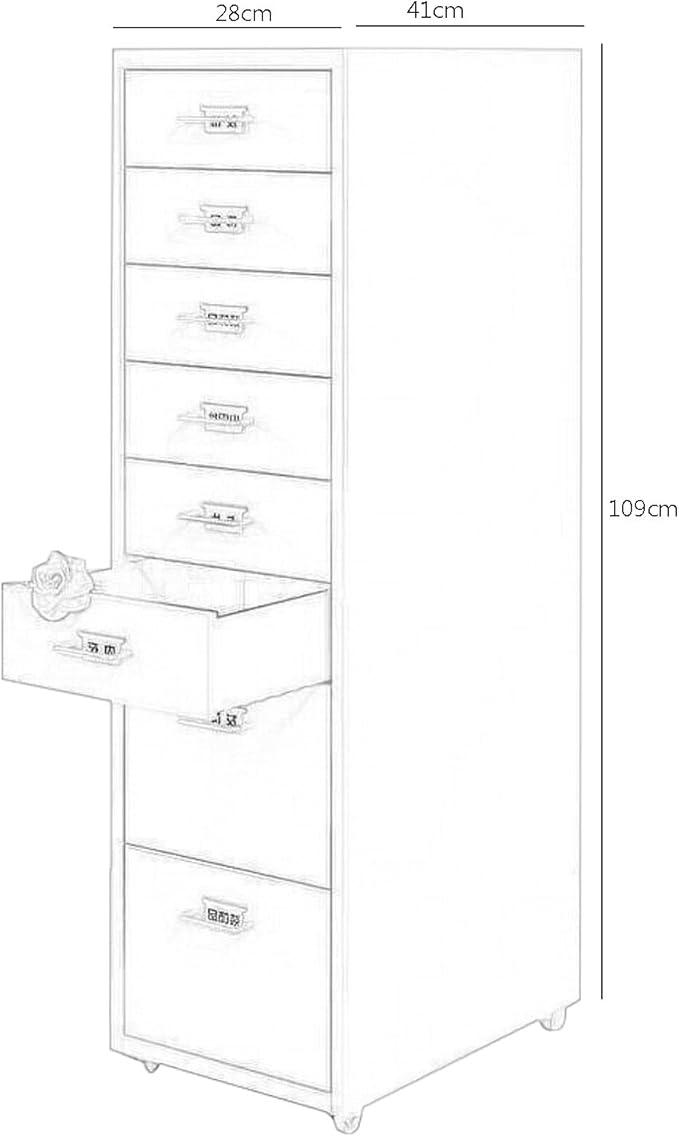 Filing Cabinet Under The Desk File Storage Tin Narrow Cabinet Desk Folder Drawer Cabinet Information File Cabinet (Size : 8-Layer)