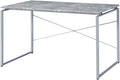 Faux Concrete &amp Silver Finish Industrial Style Writing Desk Open Back Design Durable Composite Wood and Steel Construction Compact Home Office Desk for Bedroom or Study
