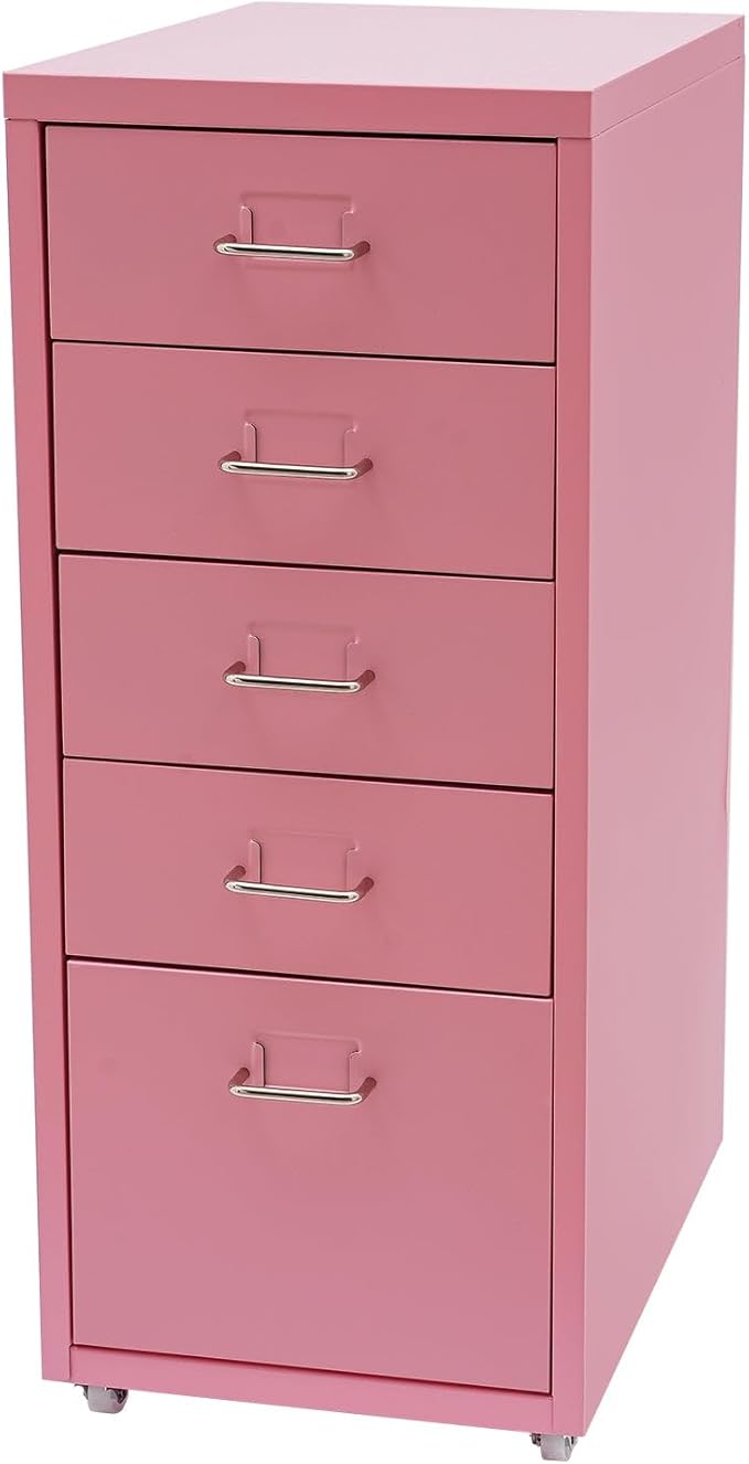 5 Drawer Pink Metal Vertical File Storage Cabinet 5 Drawer File Cabinet with Lock Assembly Required
