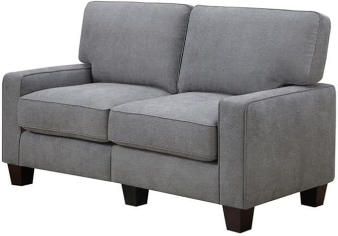 Pemberly Row Modern Loveseat Sofa for Small Apartments 2 Seater Couch for Living Room Tool-Free Assembly Light Grey