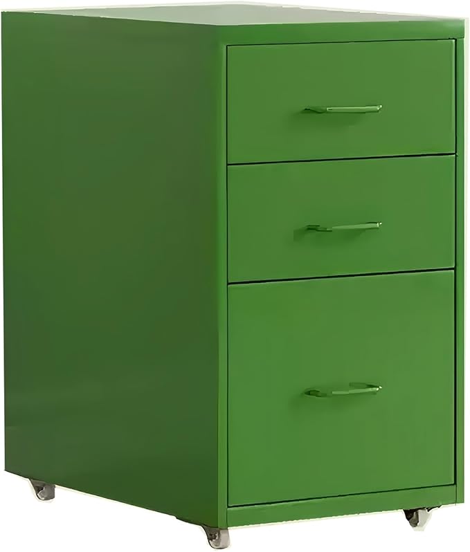 3 Drawer Iron File Cabinet Rolling Under Desk Cabinet Mobile Under Desk File Cabinets for Home Office(Green1)