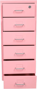 6 Drawer Filing Cabinets with Lock Metal Vertical File Storage CabinetMoblie Office File Cabinet with WheelsRolling Metal Filing Storage CabinetsLocking File Cabinet for for Home Office (Pink)