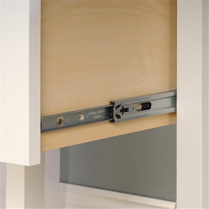 Scranton &amp Co Contemporary Wood Computer Desk Soft White and Lintel Oak Finish 30 in H x 53.9 in W x 19.4 in D File Drawer 2 Storage Drawers Shelves Cottage Style Home Office Desk