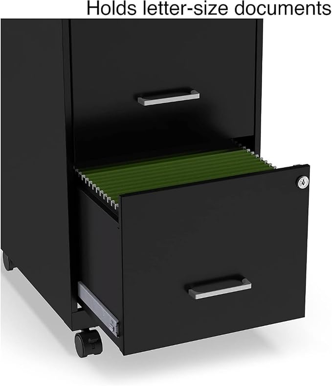 Mobile File Cabinets 2-Drawer Vertical File Cabinets for Letter Size Documents Lockable &amp Mobile Filing (18 D X 14 W 26.3 H)(Gray)