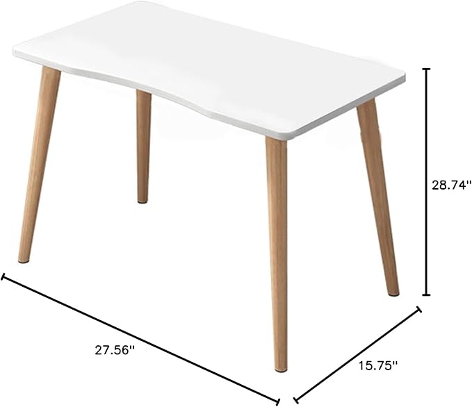 Computer DeskHome Office Desk Writing Desk Work Desk PC Table Study Desk Modern Ergonomic Arcs Design Thickened Plate Spacious Desktop Computer Desk Solid Wood PC Work Writing Table White