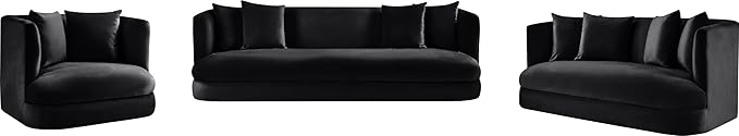 Meridian Furniture 699Black-C Alder Collection Modern | Contemporary Chair with Ultra Luxe Black Velvet 460 GSM Velvet Solid Wood Frame 38 W x 36 D x 30 H Black