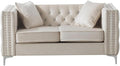 Glory Furniture Paige Velvet Loveseat in Ivory