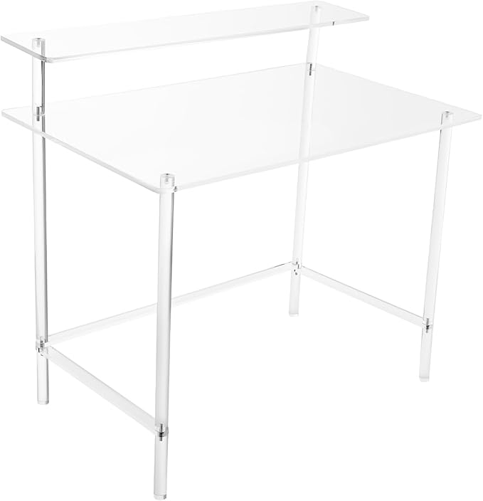 Acrylic Desk 2-Tier Home Office Desk with Monitor Stand Laptop Study Table Home Office Console Table 31.5 * 19.69 * 34.65in