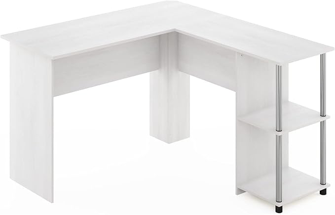 Maykoosh L-Shape Computer Desk with Shelves - Modern Home Office Desk