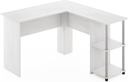 Maykoosh L-Shape Computer Desk with Shelves - Modern Home Office Desk
