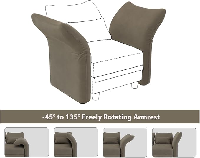 LLappuil Modular Pair of Side Armrest Backrest Module Sofa for Convertible Modular Sectional Couch Sofa Side Armrest Backrest Brown