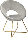 Milliard Circle Velvet Accent Chair for Living Room Bedroom and Home Office with Gold Legs (Grey)