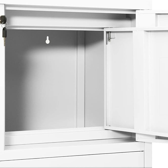 File Cabinets Standing Cabinets Bookcases Office Cabinet White 35.4x15.7x40.2 Steel Counter Cabinet with Lockable Doors for Home Office
