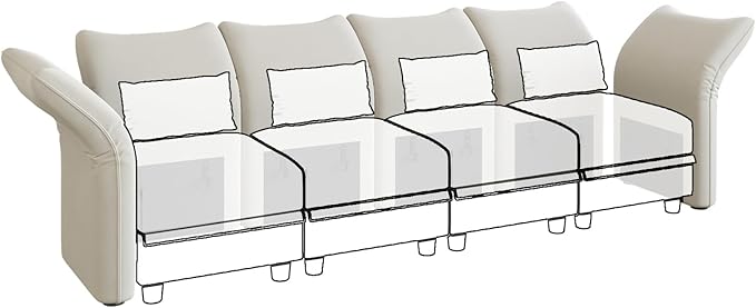 LLappuil 1 Piece Modular Armrest Backrest Module for Convertible Modular Sectional Couch Sofa Interchangeable Armrest Backrests Anti-Scratch Velvet White