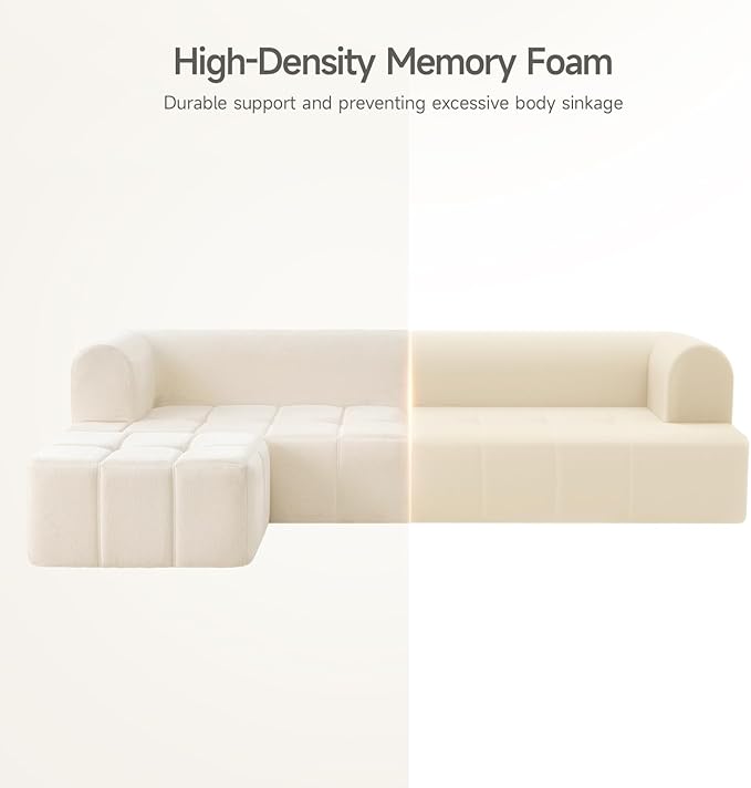 ONBRILL 97” Modular Sectional Sofa with Deep Seat Cloud Sectional Couch with L-Shape ChaiseChenille Upholstered Couches for Living Room Bedroom ApartmentsNo Assembly Required