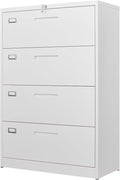 Letaya 4 Drawer File Cabinet with Lock Metal Lateral Filing Cabinet Wide Office Organization Storage for Home Office Hanging Letter/Legal/F4/A4 (White-Requires Installation)