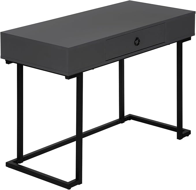 Computer Desk Home Office Laptop Storage Drawers 42 l Work Grey Laminate Black Metal Contemporary Modern