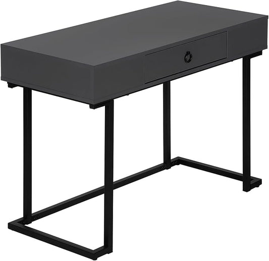 Computer Desk Home Office Laptop Storage Drawers 42 l Work Grey Laminate Black Metal Contemporary Modern
