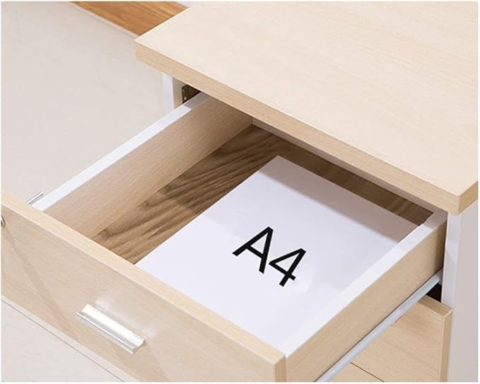 Wooden Office Filing Cabinet with Lock Three-Layer Drawer Movable Home Storage Cabinet Study Cabinet File Cabinet (E)