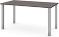 Pemberly Row 60 Writing Desk White Melamine Finish Metal Legs with Matte Silver Finish Durable Work Surface Scratch and Burn Resistant Levelers for Floor Adaptation Home Office Desk