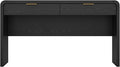 Manhattan Comfort Grace 54 Modern Office Desk with 2 Drawers Wood Table with Metal Recessed Handles for Work from Home Study Craft Stylish Executive Desk Black and Gold