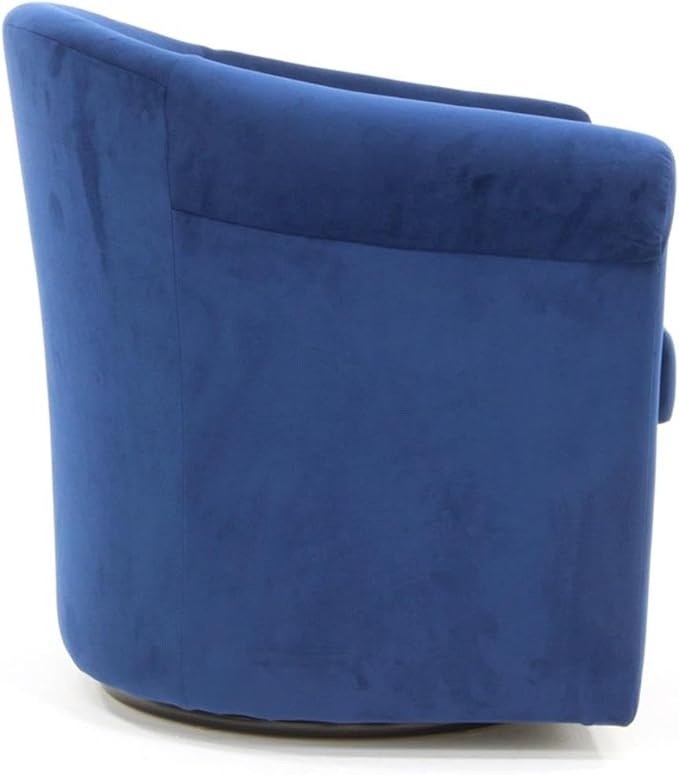Pemberly Row Swivel Club Chair 30H x 30.5W x 27D Polyester Fabric Upholstered Blue Finish Rounded Arms Removable Padded Seat 360-Degree Swivel Base Accent Seating for Living Room or Reading