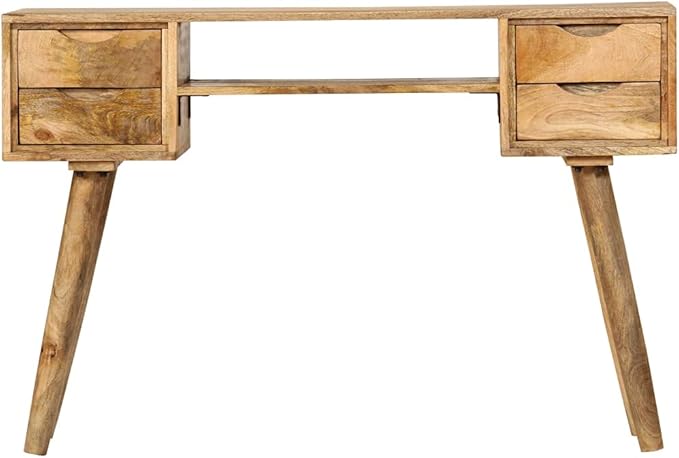 Wooden Writing Computer Desk with 4 Drawers and a Shelf Home Office Desk Writing Study Table PC Desk Workstation for Bedroom Solid Mango Wood 45.3x18.5x29.9