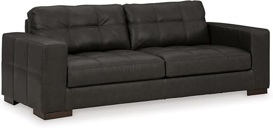Signature Design by Ashley Luigi Modern Tufted Leather Match Sofa Black