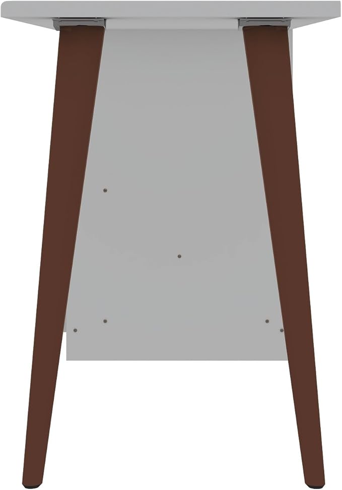 Manhattan Comfort Hampton Mid Century Modern Home Office Desk Table with 3 Cubby Spaces 53.54 White
