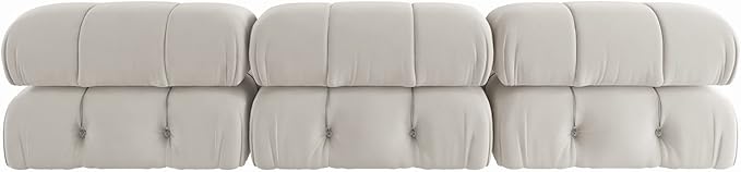 WJShome Modular Sectional Couch 103.95 inch Convertible Sofa Velvet 3 Seater Minimalist Couch for Living Room Modern Large Free Combination Sofa Beige