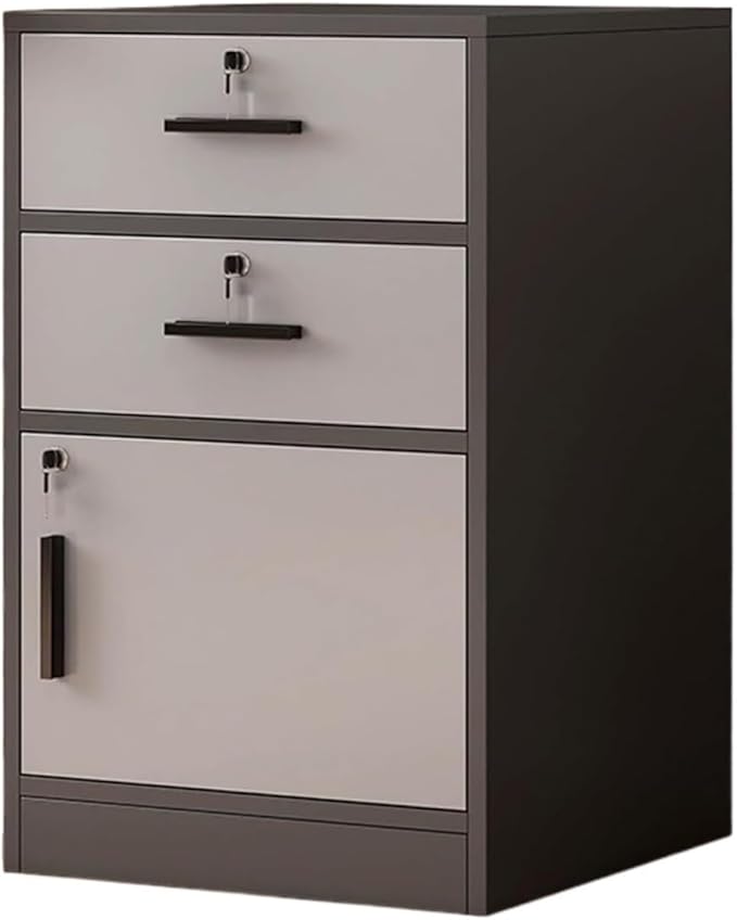 File Cabinet Office Filing Cabinet with One DoorFiling Cabinet with LockMulti-Layer Storage Under Desk Storage(Color:Black)