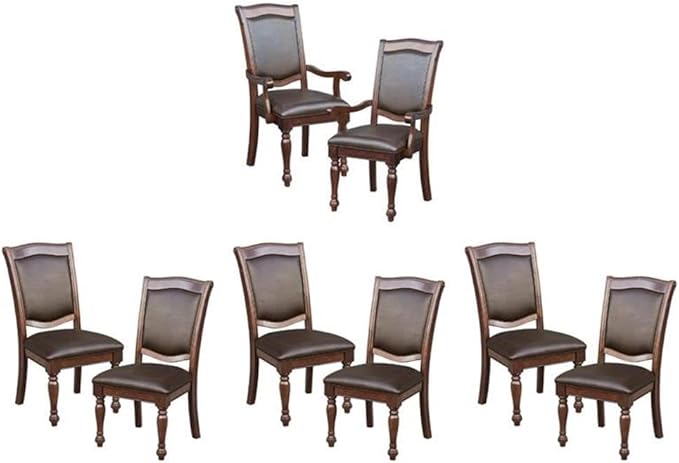 Pemberly Row Wood Dining Side &amp Arm Chairs in Brown Cherry (Set of 8)