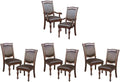 Pemberly Row Wood Dining Side &amp Arm Chairs in Brown Cherry (Set of 8)