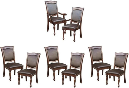 Pemberly Row Wood Dining Side &amp Arm Chairs in Brown Cherry (Set of 8)